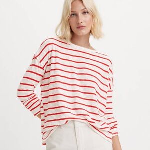J. Crew Red and White Striped Long Sleeve Top